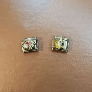 2 Gold Charm Links For Italin Charm Bracelets Stainless Steel